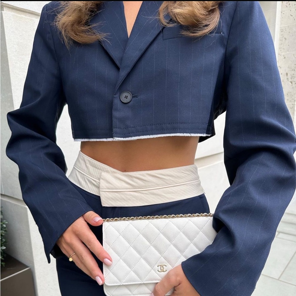 ZARA striped crop bomber blazer - Picture 1 of 15